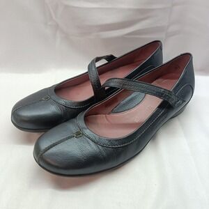 Stonefly Leather Mary Jane Flats Womens 8.5/39 Navy Blue Low Wedge Comfort Shoes